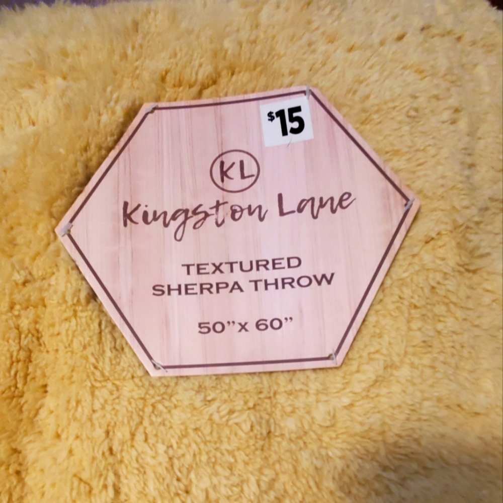 New Mustard Yellow Kingston Lane Textured Sherpa Throw